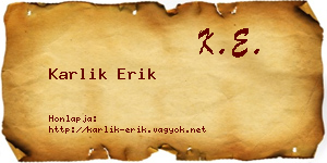 Karlik Erik névjegykártya